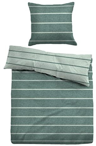 TOM TAILOR 0847210 Bettwäsche Garnitur mit Kopfkissenbezug Melange-Flanell - Shade 1x 155x200 cm + 1x 80x80 cm, Mint