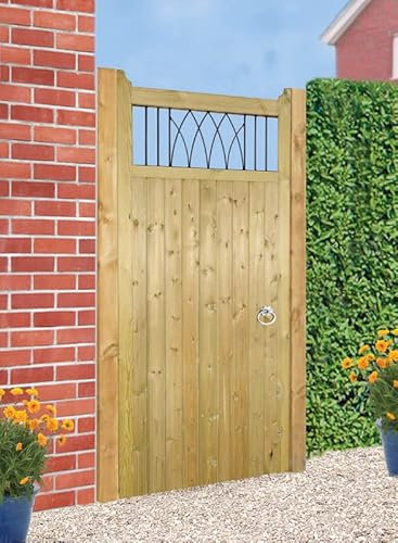 Windsor Tall Single Garden Gate - Pressure Treated Scandinavian Redwood - W900 x H1800 mm