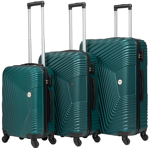 VERTICAL STUDIO 20 24 28 Koffer Reisekoffer 3er-Set Trolley Mehrteilig mit Ziffern Kofferschloss aus Kunststoff (ABS) Vier Rollen (Dunkelgrün Fredrikstad)