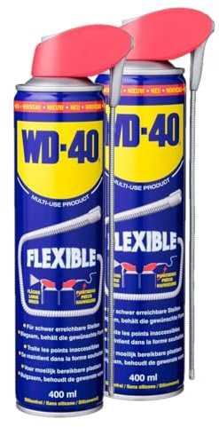 WD-40 Prodotto multifunzione flessibile, 2 x 400 ml, bomboletta con tubo spray flessibile | Lubrificante | Olio rampicante