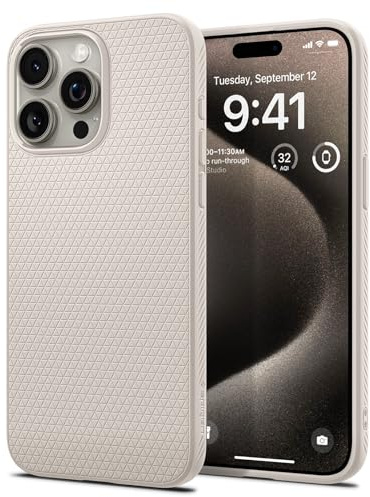 Spigen Hülle für iPhone 15 Pro Liquid Air Case Handyhülle Schutzhülle Cover Dünn Slim -Natural Titanium
