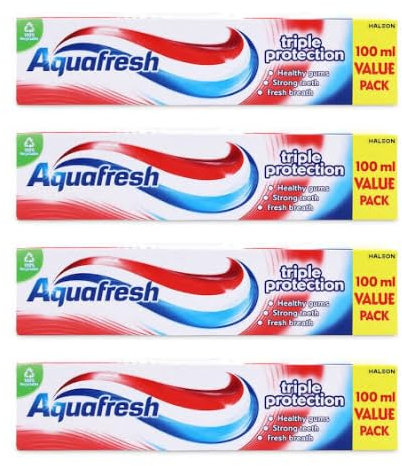 Home & Hatch - Aquafresh Triple Protection Toothpaste 100ml - Home & Hatch Family Pack - Pack of 4