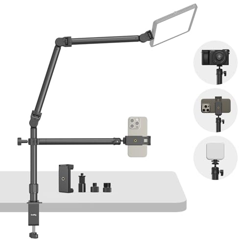 SMALLRIG Live kamerafäste för skrivbord, bordsfäste för overheadkamera med flexibel avtagbar arm med 360° kulhuvud, C-klämma för bordsfotografering Videografi Live Stream-4456