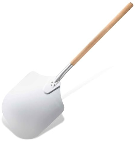 FMprofessional Pizzaschieber Ø 32 cm aus Aluminium mit Buchenholzgriff – Pizzaschaufel für selbstgemachte Pizza in Profi-Qualität – Für große & kleine Pizzen oder Flammkuchen – Länge: 92 cm