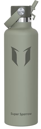 Super Sparrow Vattenflaska 1L - Rostfritt Stål Metallflaska - Termos Standard Mun - Giftfri BPA-Fri - Perfekt Som Sportflaska