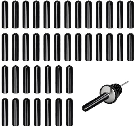ZEACCT 40 Pièces Longs Couvercles de Bec Verseur de Vin, Couvercle en Caoutchouc de Verseur Bouteille, Couvercle Verseur de Bouteille Vin, Convient Bars, Clubs Vin, Cuisines de Café, Noir