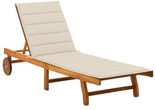 FUDUGEHMIOFWFJJ gartenstühle,relaxsessel,liegestuhl klappbar,Sonnenliege mit Auflage Akazie MassivholzGeeignet für Garten, Pooldeck, Terrasse, Wohnzimmer