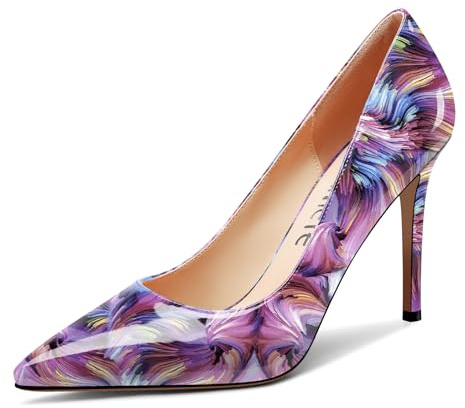 Castamere Donna Chiusa a Punta Spillo Alto High Tacco Heel Slip-on Ufficio Pumps Classico Casual Scarpe 10 CM Heels Vortice Viola 40 EU