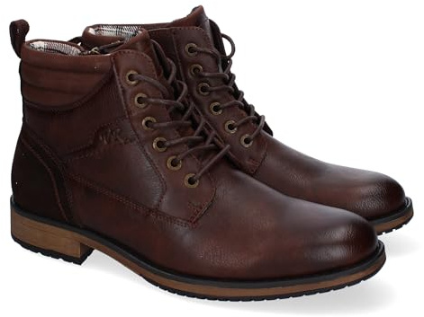 shoes&blues.es 88072 Botines de Hombre, Comodos y Elegantes, Diseno Clasico con Punta Redonda, Cierre de Cordones y Cremallera Lateral. Marron Talla 41