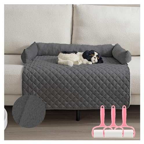 OREZAUQS Hundebett Plüsch, Hundedecke Sofa, Sofaschutz Hund, Waschbar rutschfest Hundebetten, Hundekissen, Hundesofa Noppenschaumstoff (75 * 75cm,Dunkelgrau)