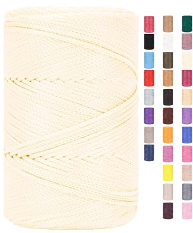 Makramee Garn 3mm 200m Polypropylen Kordel (25,2 Stück) | Fest, splitterfrei & reißfest – ideal für Anfänger, Taschen, Hüte, Teppiche, Körbe & Wandbehänge.