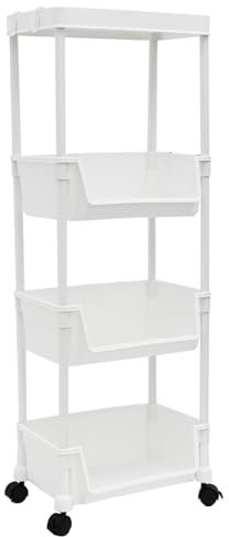 MAKLIK Rollwagen mit 3 Körben - 35x24x100 Aufbewahrungswagen - Allzweckwagen für Bad und Küche - Stauraumregal Nischenregal Korbwagen mit Rollen - Küchenrollwagen Gemüsewagen Obstwagen Badrollwagen