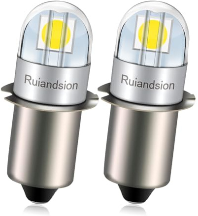 Ruiandsion P13.5S LED Bulb 6V Non Polarity 3030 2SMD Chip 6000K White 200LM LED Bulb Replacement for Headlamps Flashlights Torch Light Pack of 2