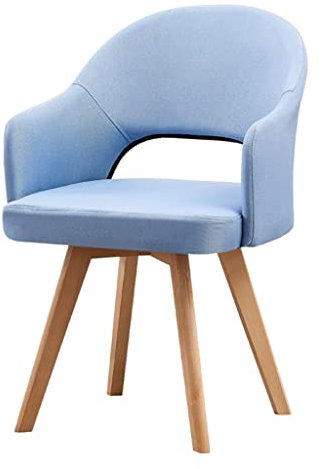 Moderner Drehsessel für Schreibtisch, Stoff, gepolstert, bequem, mit Holzbeinen, für Zuhause, Büro, Arbeitszimmer, Konferenzraum, kleiner Raum, Blau