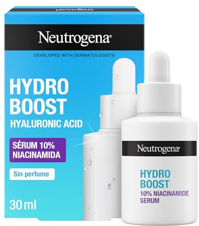 Neutrogena Hydro Boost Sérum 10% Niacinamida (30 ml), sérum facial con Niacinamida y Ácido Hialurónico, mejora visiblemente la textura de la piel, para todo tipo de pieles