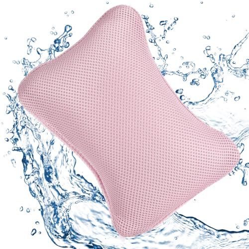 Quuylin Cuscino da Bagno,cuscino da bagno per la vasca da bagno,Cuscini per Vasca da Bagno Ergonomici,con 2 potenti ventose,per una presa salda,cuscino per un rilassamento ottimale del collo (Rosa)