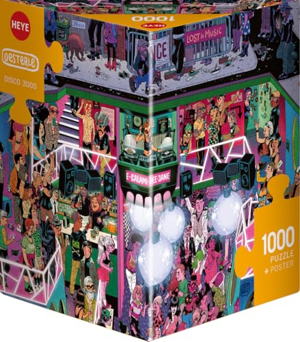 HEYE Puzzle 1000 Teile für Erwachsene „Disco 3000“ | Lebendige Disco-Szene von Uli Oesterle mit voller Tanzfläche, coolen Beats & witzigen Details, 50 x 70 cm