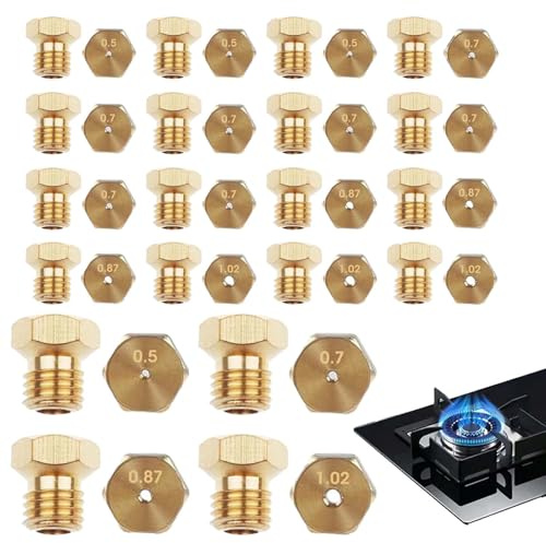 20PCS Vergaser Düsen TREABEAR, Messing Gasstrahldüsen Brennerdüsen, Universal Butangasdüse, Gasinjektordüse Flaschenumrüstsatz 4×0.5mm, 4×0.87mm, 4×1.02mm, 8×0.7mm für Gasherd, Gasdüsen für Gasgrill | Gasdüsen, Düsen Injektor-Set 4 x 0,5 mm, 4 x 0,87 mm, 4 x 1,02 mm, 8 x 0,7 mm für LPG-Gaskochfeld
