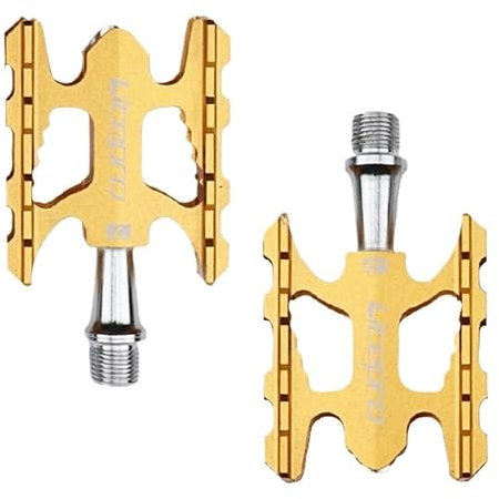 HESHUWEN Fahrradpedale Faltrad Pedal Versiegelt Lager Aluminium Legierung Nicht-Slip MTB Road BMX Universal Fahrrad Pedale MTB Pedale(Gold)