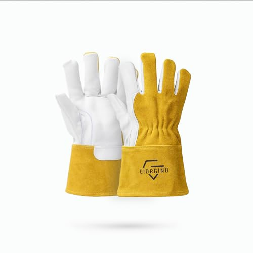 Giorgino Premium TIG Welding Gloves with Top Grain Goatskin Leather Gloves Unlined 4 Cuff High Dexterity (Large)