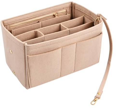 Granvoo Organisateur de Sac à Main en Feutre, Sac de Rangement Intérieur, Organisateur de Sacs à Main avec Porte-clés, Multi-Poches Sacs de Rangement Intérieur Bag in Bag pour Femmes, 27x15x16cm