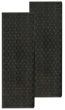 e-floor Treppenmatten Outdoor Stufenmatten aus Gummi Teppich Außen - 2er Set Treppenstufen Matten 24x73 cm Schwarz rutschfest - Gummistufenmatte Antirutschmatten - Gummimatte mit Rand Geometrisch