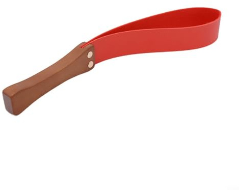 Reitgerte mit Holzgriff und weichem Lederpaddel, ideal für Reittraining (rot)