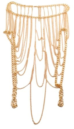 MOKKHNB Cadena Corporal de Metal Dorada Borlas Joyas de Cadena para Mujer Accesorio para Playa y Fiesta Sexy Joyería Corporal para Verano