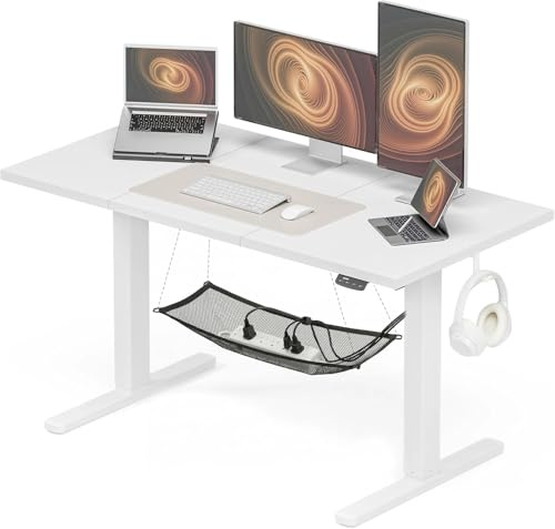 Acrolix Escritorio Eléctrico Regulable en Altura 120x60 cm, Mesa Elevable Estable con 50.000 Ciclos de Prueba y Tablero Ecológico, Escritorio Blanco para Oficina en Casa y Teletrabajo