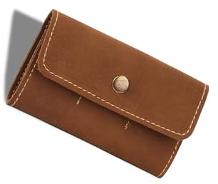 Tragbarer PU-Gitarrenplektren-Behälter, Schlüsselanhänger, Plektrum-Tasche, geeignet für verschiedene Gitarrenliebhaber, kompakte Plektrum-Organizer, braun
