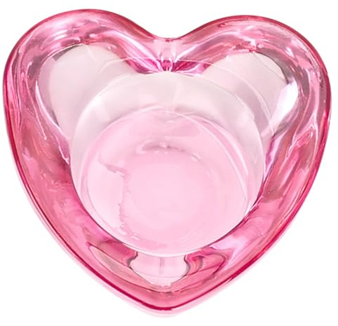 Baluue Porte-pinceaux de Manucure en Verre Rose de Cœur, Simple D'utilisation et Multifonction pour Accessoires Nail Art Élégants et Délicats