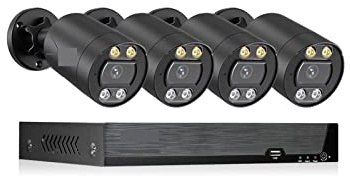 ERETYRET Di Telecamere Di Sicurezza POE 8MP Nvr Kit Registrazione Telecamera IP Esterna Sicurezza Protezione Set Di Videosorveglianza Facile Da Installare(None,8CH NVR and 4 Camera)