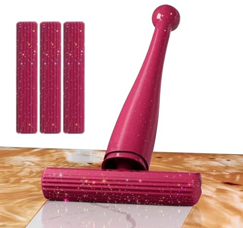 Nybhyjka Trapeador pequeño | Secado en húmedo con Cabezales de Repuesto, fácil Limpieza de Esponja Lavable | para Espejo Puerta de Ventana, mostrador, Mesa, Cocina, baño, Sala de Estar