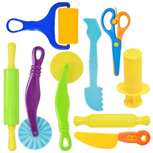 SHUOHONG Set di Strumenti per Pasta Modellabile da 9 Pezzi, Modellare Creta Strumenti di Pasta di Plastiline Creative, Ideale per Allenare la Presa del Bambino, Stimolano la creatività del Bambino