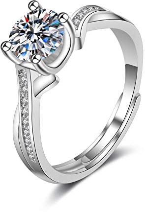 Ayoiow Verlobungsring Weiß Gold, Unendlichkeit Labordiamant Partnerringe Weissgold 585, Weißgold Vorsteckring Weißgold 585 für Sie