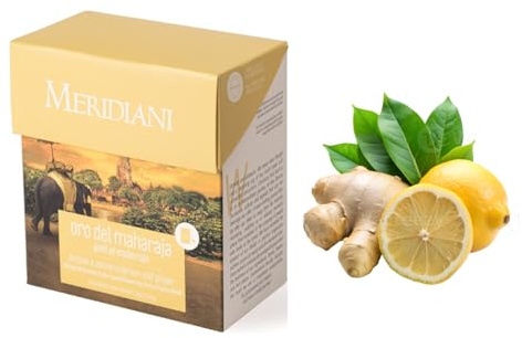 Meridiani® | Oro del Maharaja Tè Verde Limone Zenzero | Miscela Speziata Tè Verde Citronella Zenzero Limone - 15 Bustine
