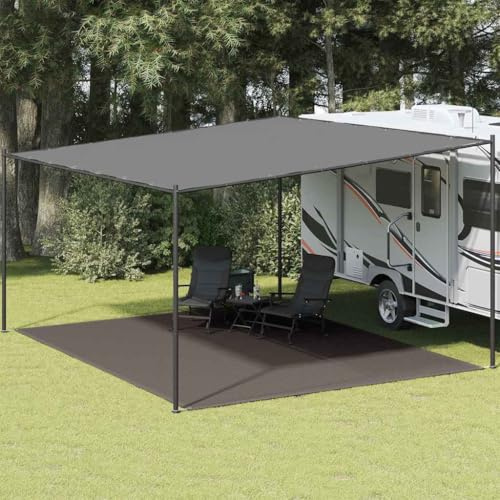 Zeltteppich 400x500 cm Anthrazit, aus hochdichtem Polyethylen, atmungsaktiv, wetterbeständig, ideal für Camping, Wohnwagen und Terrasse, robust