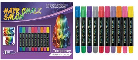 WJnflQN Tiza Para El Cabello De Las Niñas Lavable - 10 Piezas De Plumones De Tinte Seguro | Tiza De Color Para El Cabello | Para Cumpleaños Navidad Niños Adolescentes Estilismo Maquillaje Y Belleza