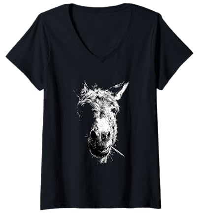 Mujer Burro con Palillo Divertido Matón Gángster Meme Camiseta Cuello V