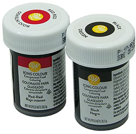 bakeryteam Wilton Lebensmittelfarben Tadago Set, Rot Schwarz je 28g