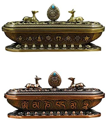 2 Pieces Tibétain Encens Encensoir Brûleur Métal Artisanat Décoration