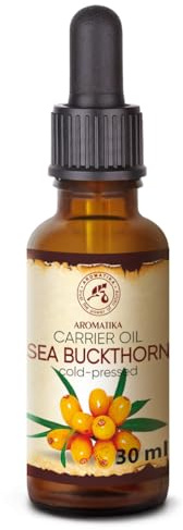 Olio di Olivello Spinoso 30ml - Hippophae Rhamnoides - Pressato a Freddo - 100% Naturale - Olio per Corpo - Cura per Viso - Capelli - Ottimo per Bellezza - Massaggi