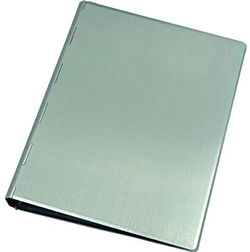 Alassio 40111 - Ringbuch aus Aluminium, Notizringbuch silber, Notizblock Ordner ca. 24,5 × 18,5 × 2,5 cm, Metall Ringordner A5, Alu Ringbuchmappe für Block A5