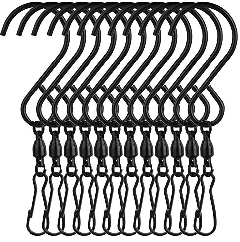 FEPITO 12er Pack Wirbelhaken Clips Wind Spinner S Haken Clips Hängen Windspiele Kristall Twisters Party Supplies (Black)