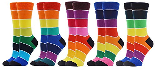 WeciBor Womens Colorful Funny Rainbow Striped Seamless Socks 5 Pack Mom Gift 6-9