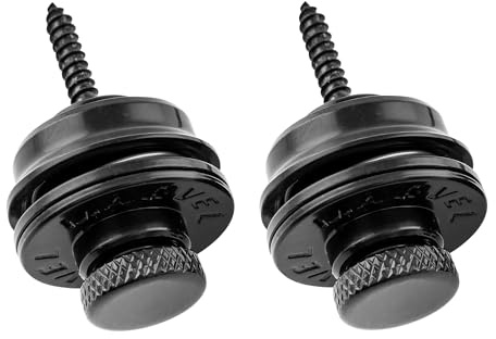 Musiclily Pro Gitarre Security Locks Gurtknöpfe Gurtpins Schwarz 2 Stück | Zinklegierung, Hochbelastbar, für Strat Tele E-Gitarre Akustik Klassische Gitarre Bass