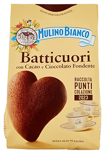 Mulino Bianco Biscotti Frollini Batticuori con Cacao e Cioccolato, 350 g | Colazione Ricca di Gusto