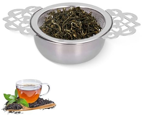 Colador de Té, Infusor de Té de Hojas de Acero Inoxidable, Colador de Té de Doble Mango Que Se Adapta A la Mayoría de Tazas, Teteras