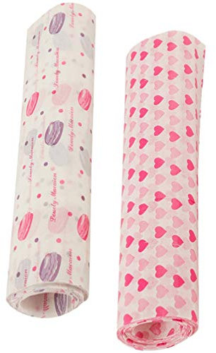 HEMOTON 100pièces Papier Alimentaire Cire Boîtes Papier Anti-huile Avec Motifs Macaron Et Cœur Pour Cuisine Boulangerie Et Restaurant Pour Snacks Sandwichs Fruits Et Pâtisseries