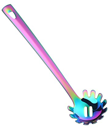 YDware Bunt Edelstahl Spaghettilöffel 30 cm, Nudellöffel, Nudelkelle, Spülmaschinengeeignet